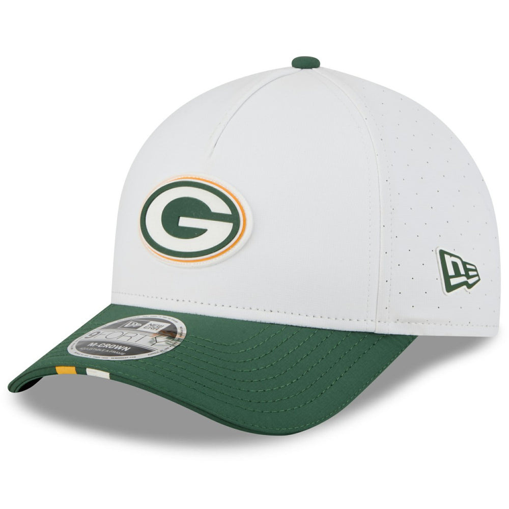 Green Bay Packers New Era Youth 2025 NFL Training Camp A-Frame 9FORTY Adjustable Hat White/Green | NFL