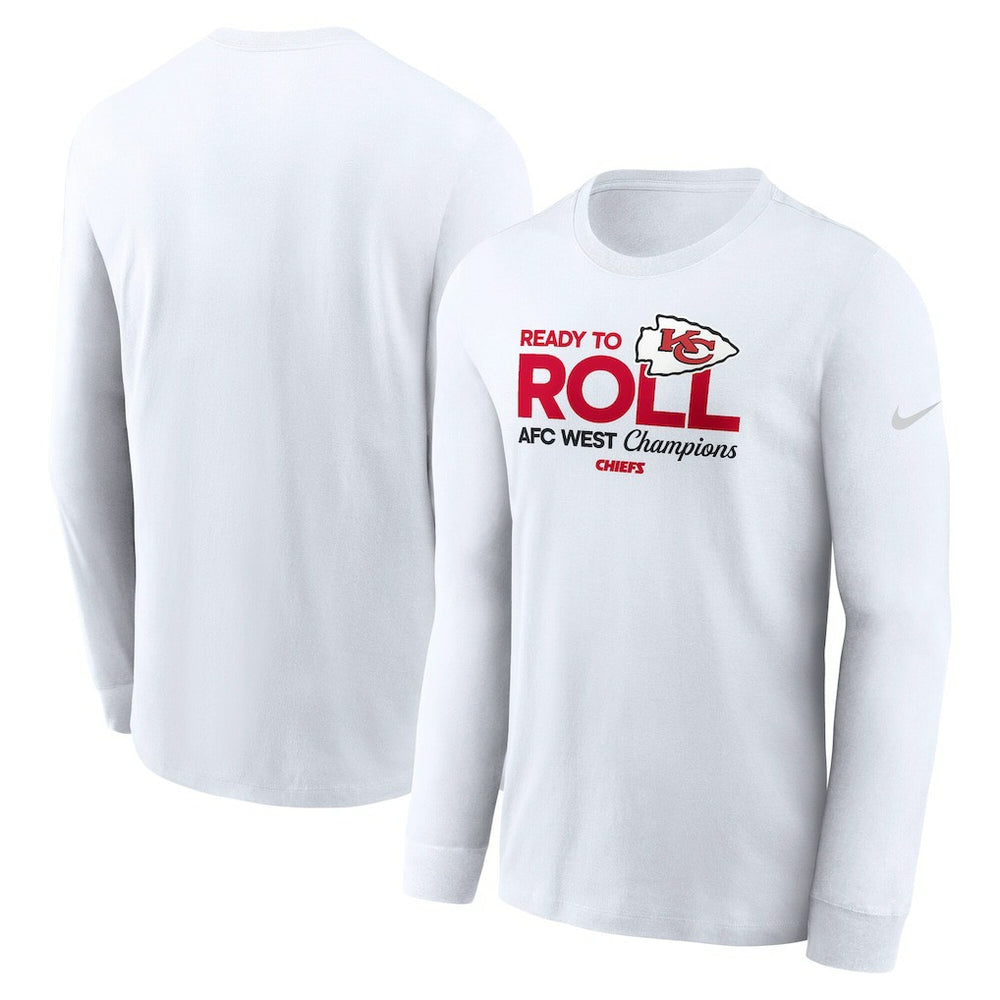 Kansas City Chiefs 2024 AFC West Division Champions Locker Room Trophy Collection Long Sleeve T-Shirt White | Nike for Sale