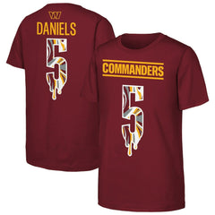 Jayden Daniels Washington Commanders Outerstuff Youth Mainliner Drip Player Name & Number T-Shirt Burgundy | NFL