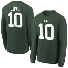 Jordan Love Green Bay Packers Youth Player Name & Number Long Sleeve T-Shirt Green | Nike for Sale