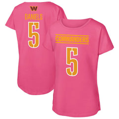 Jayden Daniels Washington Commanders Outerstuff Girls Youth Player Name & Number T-Shirt Pink | NFL