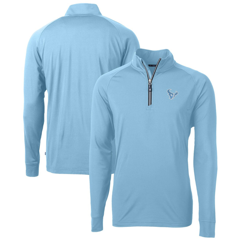 Houston Texans Cutter & Buck Raglan Adapt Eco Knit Stretch Recycled Quarter-Zip Top Powder Blue | NFL