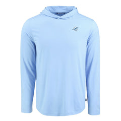 Miami Dolphins Men's Cutter & Buck Coastline Epic Comfort Eco Recycled Men's Hooded Shirt Powder Blue | NFL