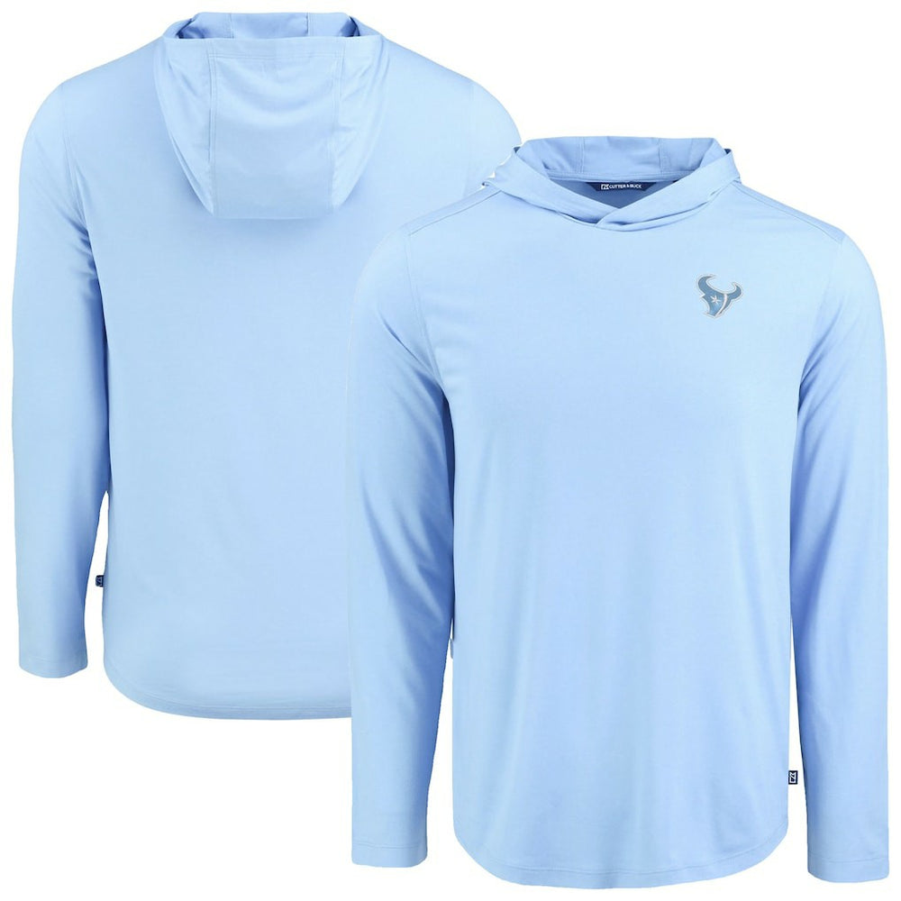Houston Texans Men's Cutter & Buck Coastline Epic Comfort Eco Recycled Men's Hooded Shirt Powder Blue | NFL