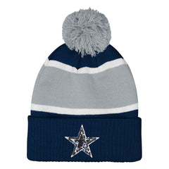 Dallas Cowboys Outerstuff Girls Youth Let's Play Cuffed Knit Hat with Pom Navy | NFL