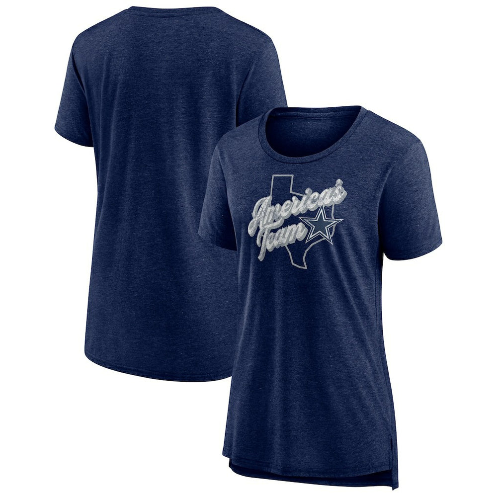 Dallas Cowboys Women's First Down Distressed Tri-Blend T-Shirt Navy | NFL