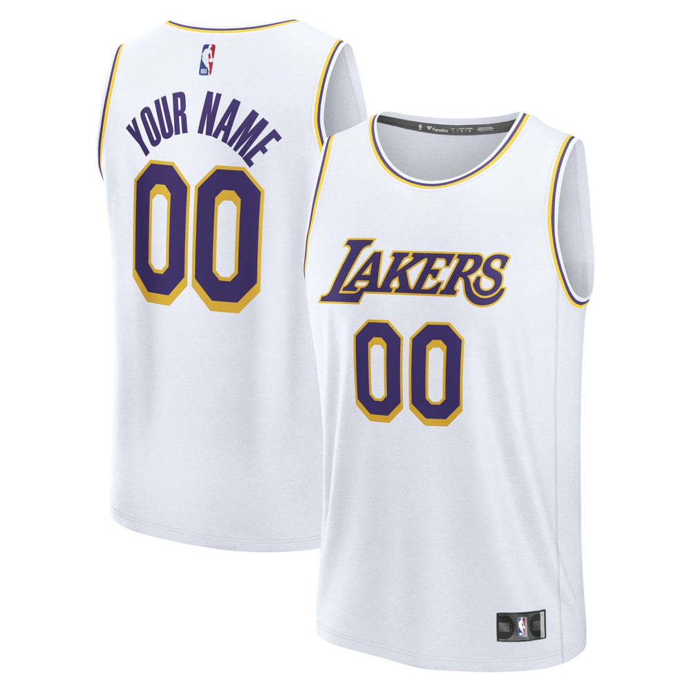 Los Angeles Lakers Youth Fast Break Custom Replica Jersey White Association Edition - NBA