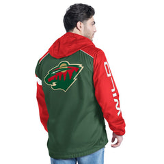 Minnesota Wild G-III Sports by Carl Banks Lateral Half-Zip Hoodie Jacket - Green/Red - NHL
