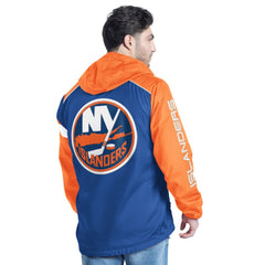New York Islanders G-III Sports by Carl Banks Lateral Half-Zip Hoodie Jacket - Royal/Orange - NHL