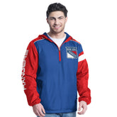 New York Rangers G-III Sports by Carl Banks Lateral Half-Zip Hoodie Jacket - Blue/Red - NHL