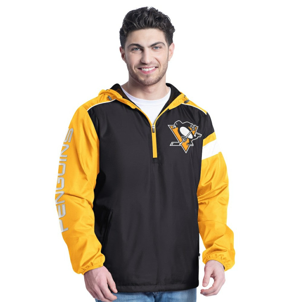 Pittsburgh Penguins G-III Sports by Carl Banks Lateral Half-Zip Hoodie Jacket - Black/Gold - NHL