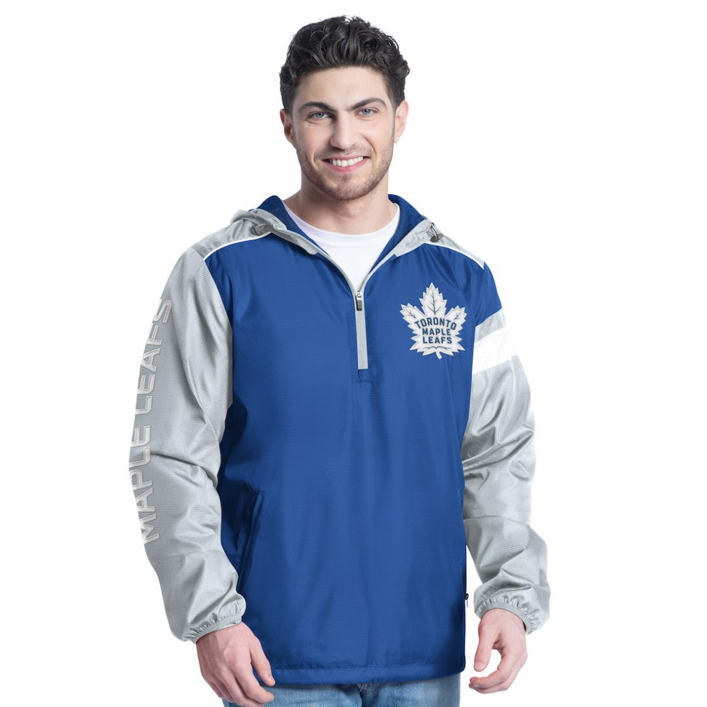Toronto Maple Leafs G-III Sports by Carl Banks Lateral Half-Zip Hoodie Jacket - Blue/Gray - NHL