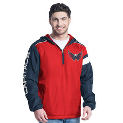 Washington Capitals G-III Sports by Carl Banks Lateral Half-Zip Hoodie Jacket - Red/Navy - NHL