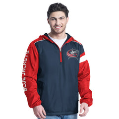 Columbus Blue Jackets G-III Sports by Carl Banks Lateral Half-Zip Hoodie Jacket - Navy/Red - NHL