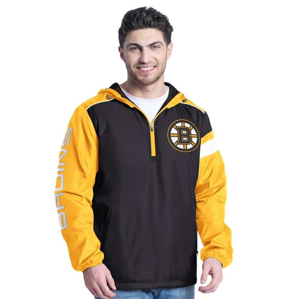 Boston Bruins G-III Sports by Carl Banks Lateral Half-Zip Hoodie Jacket - Black/Gold - NHL