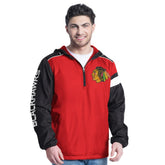 Chicago Blackhawks G-III Sports by Carl Banks Lateral Half-Zip Hoodie Jacket - Red/Black - NHL