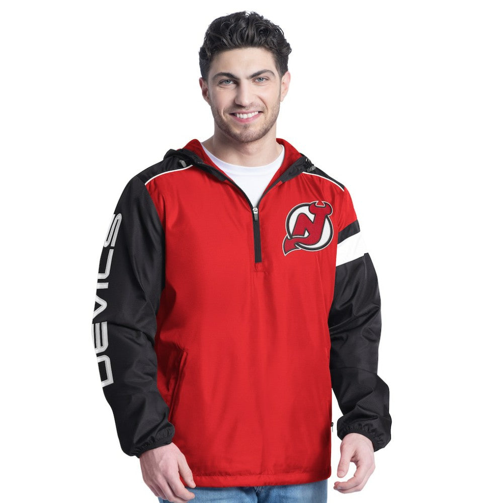 New Jersey Devils G-III Sports by Carl Banks Lateral Half-Zip Hoodie Jacket - Red/Black - NHL
