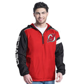 New Jersey Devils G-III Sports by Carl Banks Lateral Half-Zip Hoodie Jacket - Red/Black - NHL