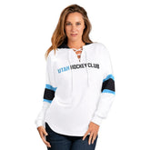 Utah Mammoth G-III 4Her by Carl Banks Women's Goal Zone Long Sleeve Lace-Up Hoodie T-Shirt - White - NHL