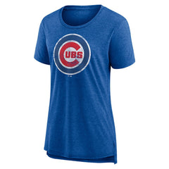 Chicago Cubs Women's Weathered Official Logo Tri-Blend T-Shirt - MLB