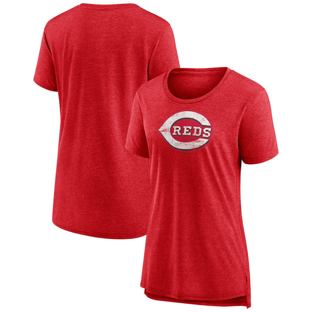 Cincinnati Reds Women's Weathered Official Logo Tri-Blend T-Shirt - MLB