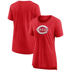 Cincinnati Reds Women's Weathered Official Logo Tri-Blend T-Shirt - MLB