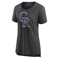 Colorado Rockies Women's Weathered Official Logo Tri-Blend T-Shirt - MLB