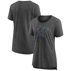 Miami Marlins Women's Weathered Official Logo Tri-Blend T-Shirt - MLB