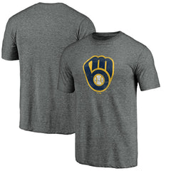Milwaukee Brewers Weathered Official Logo Tri-Blend T-Shirt - MLB