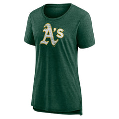 Athletics Women's Weathered Official Logo Tri-Blend T-Shirt - MLB