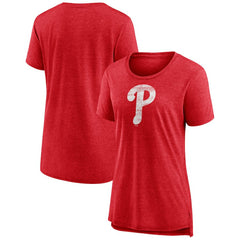 Philadelphia Phillies Women's Weathered Official Logo Tri-Blend T-Shirt - MLB