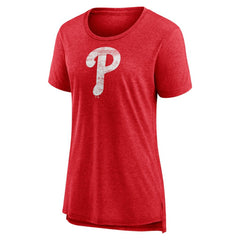 Philadelphia Phillies Women's Weathered Official Logo Tri-Blend T-Shirt - MLB