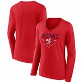 Washington Nationals Women's Live For It Long Sleeve V-Neck T-Shirt - MLB