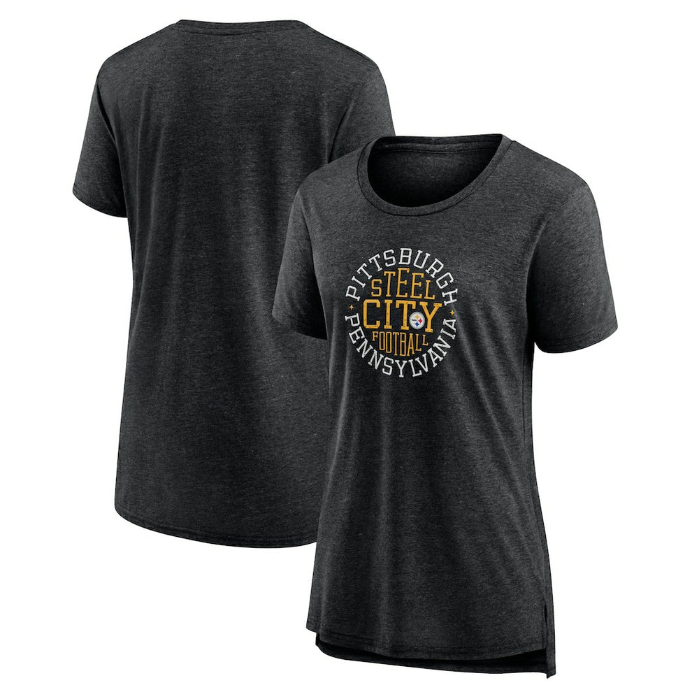 Pittsburgh Steelers Women's Steel City Tri-Blend T-Shirt Charcoal | NFL