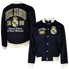 Real Madrid Sport Design Sweden Free Kick Wool Varsity Jacket Navy - FIFA World CUP