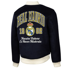 Real Madrid Sport Design Sweden Free Kick Wool Varsity Jacket Navy - FIFA World CUP
