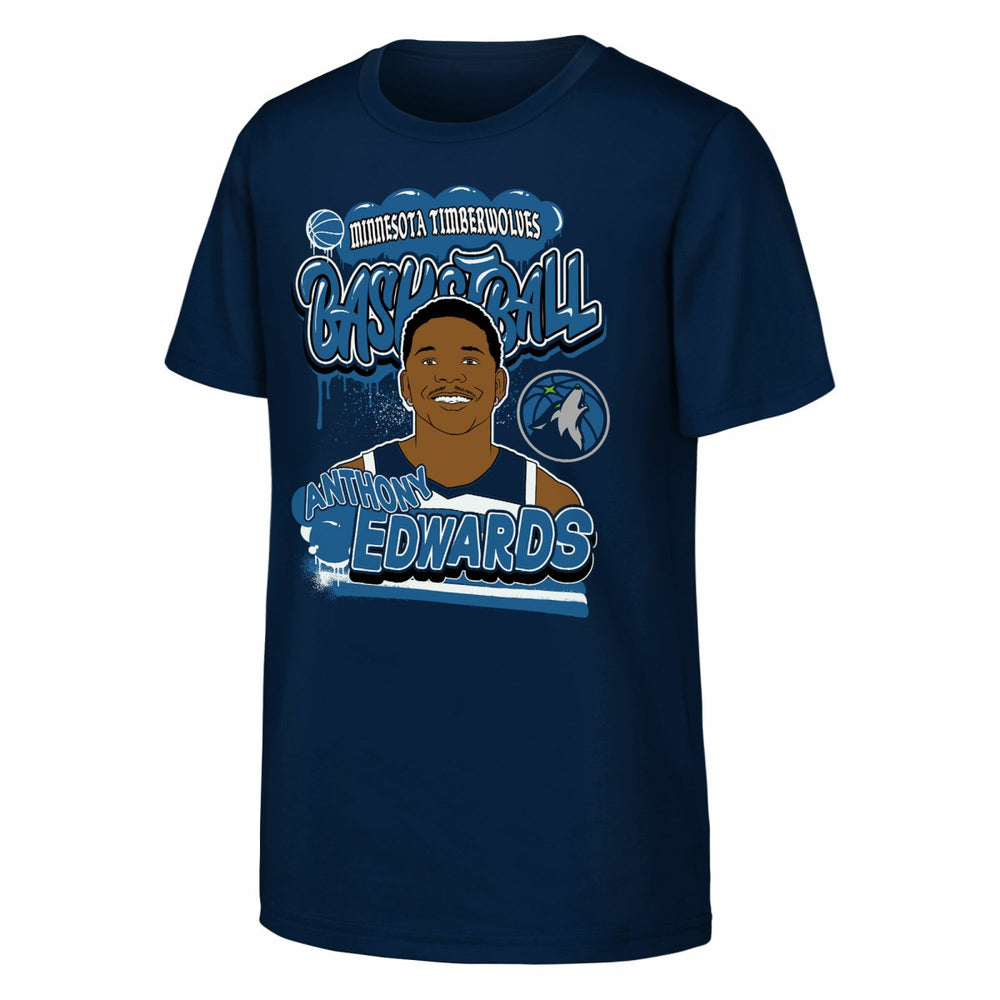 Anthony Edwards Minnesota Timberwolves Outerstuff Youth Baller T-Shirt Navy - NBA