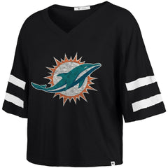 Miami Dolphins '47 Women's Premier Scout Cropped V-Neck T-Shirt Black | 47 brand
