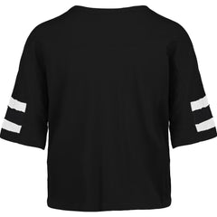 New Orleans Saints '47 Women's Premier Scout Cropped V-Neck T-Shirt Black | 47 brand