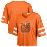 Cleveland Browns '47 Women's Premier Scout Cropped V-Neck T-Shirt Orange | 47 brand
