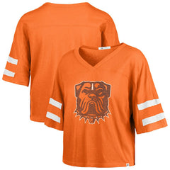 Cleveland Browns '47 Women's Premier Scout Cropped V-Neck T-Shirt Orange | 47 brand