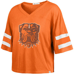 Cleveland Browns '47 Women's Premier Scout Cropped V-Neck T-Shirt Orange | 47 brand