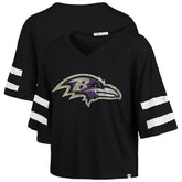 Baltimore Ravens '47 Women's Premier Scout Cropped V-Neck T-Shirt Black | 47 brand