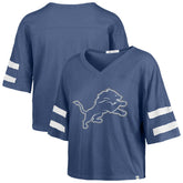 Detroit Lions '47 Women's Premier Scout Cropped V-Neck T-Shirt Blue | 47 brand