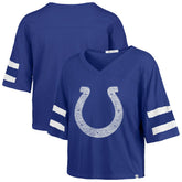 Indianapolis Colts '47 Women's Premier Scout Cropped V-Neck T-Shirt Royal | 47 brand