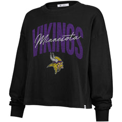Minnesota Vikings '47 Women's Muse Sydney Long Sleeve Cropped T-Shirt Black | 47 brand