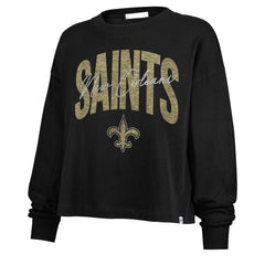 New Orleans Saints '47 Women's Muse Sydney Long Sleeve Cropped T-Shirt Black | 47 brand
