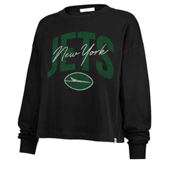 New York Jets '47 Women's Muse Sydney Long Sleeve Cropped T-Shirt Black | 47 brand