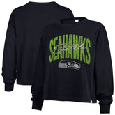 Seattle Seahawks '47 Women's Muse Sydney Long Sleeve Cropped T-Shirt College Navy | 47 brand