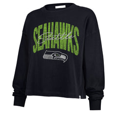 Seattle Seahawks '47 Women's Muse Sydney Long Sleeve Cropped T-Shirt College Navy | 47 brand